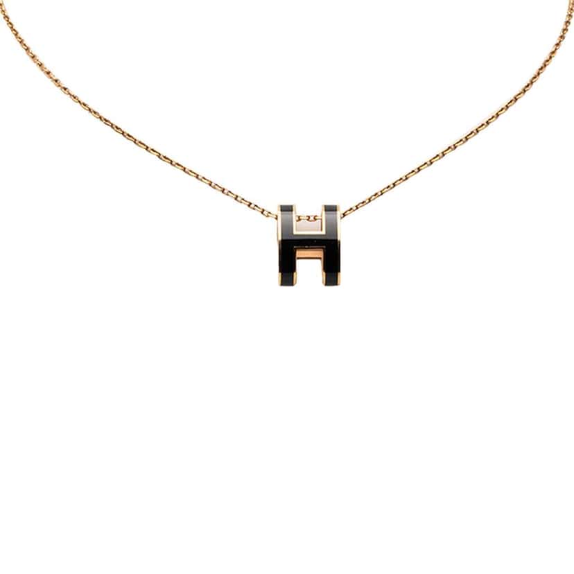 Hermès Gold Plated Enamel Pop H Pendant Necklace Gold Metal Good condition - Box View