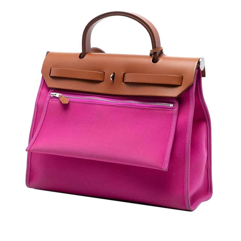 Hermès Toile Herbag Zip 31 Pink Canvas Good condition - Back View