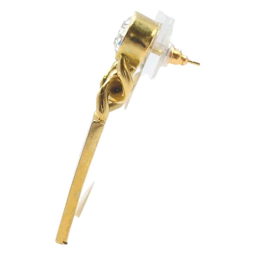 Chanel Gold Plated Crystal Tag Drop Bullet Back Earrings Gold Metal Good condition - Inside View