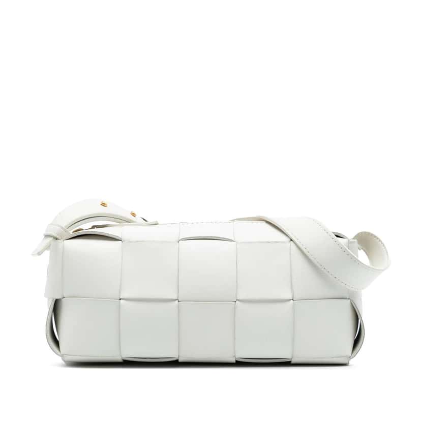 Bottega Veneta Small Lambskin Intrecciato Brick Cassette White Leather Very good condition - Front View