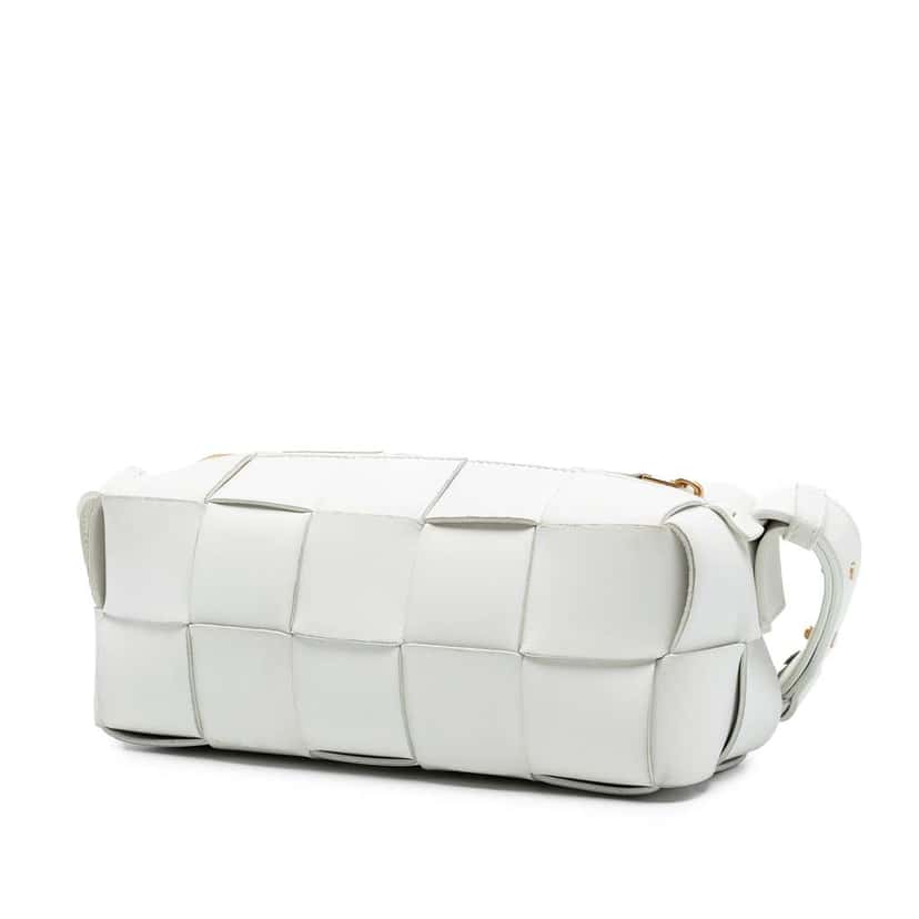 Bottega Veneta Small Lambskin Intrecciato Brick Cassette White Leather Very good condition - Back View
