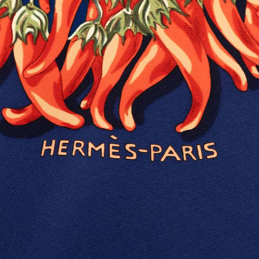 Hermès Aux Pays Des Epices Silk Scarf Blue Silk Very good condition - Back View