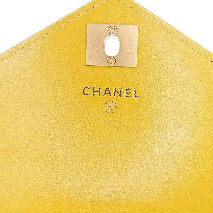 Chanel Small Reversed Chevron Lambskin Flap Yellow Leather Very good condition - Box View