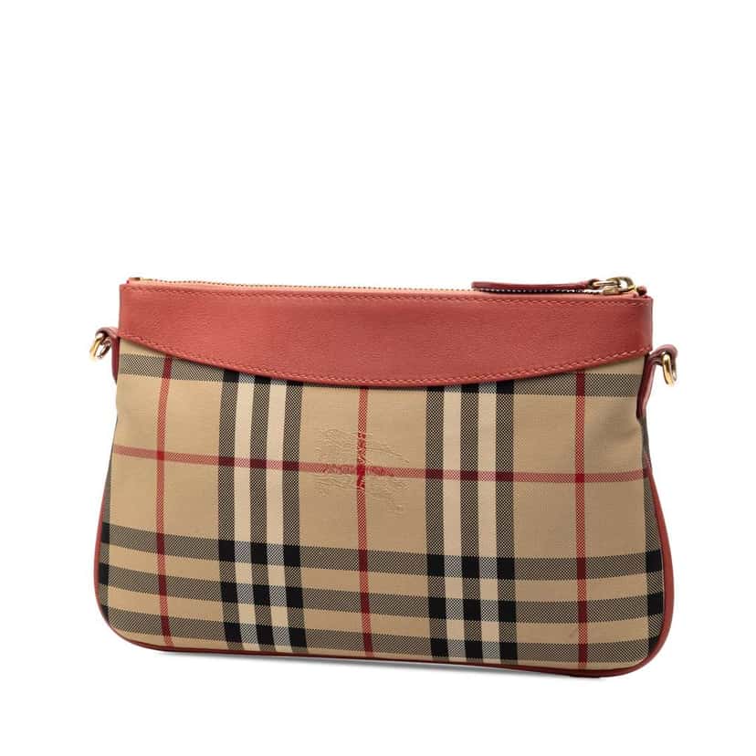 Burberry Haymarket Check Canvas Peyton Crossbody Brown Canvas Good condition - Back View
