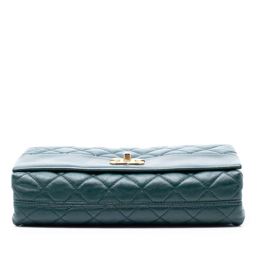 Chanel Medium Quilted Calfskin Soft Elegance Flap Green Leather Good condition - Inside View
