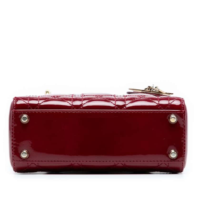 Dior Mini Patent Cannage Lady Dior Red Leather Good condition - Inside View