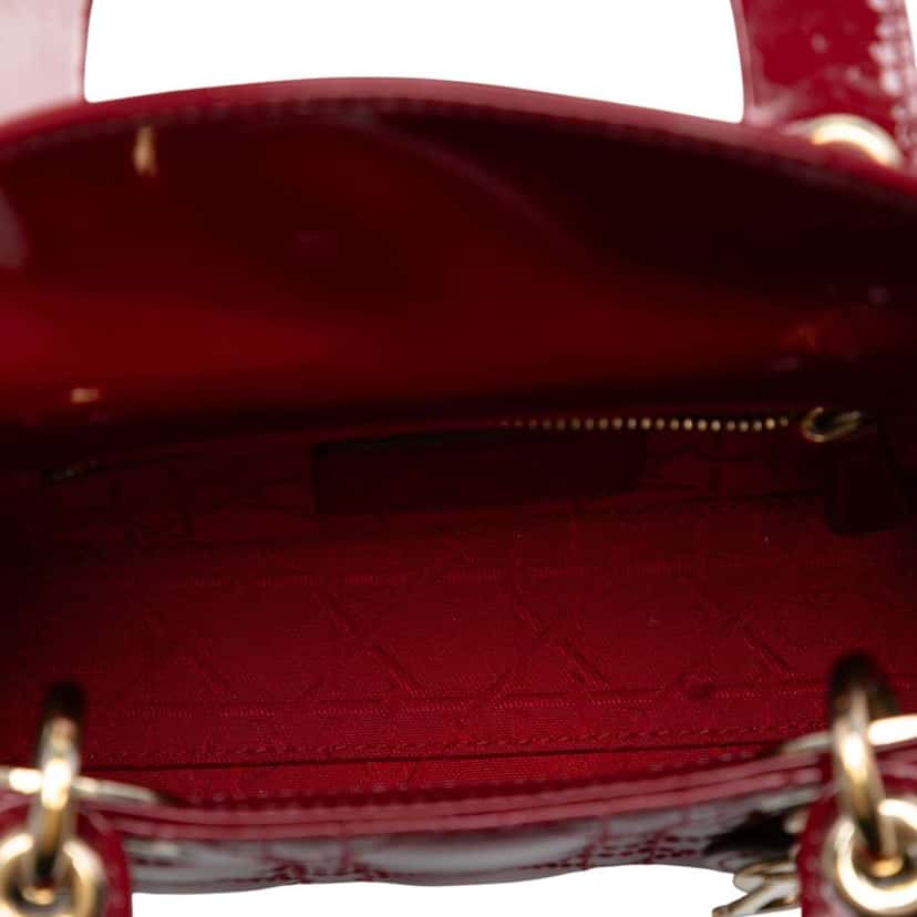 Dior Mini Patent Cannage Lady Dior Red Leather Good condition - Model View