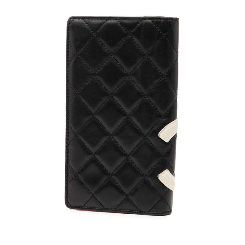 Chanel Quilted Lambskin Cambon Ligne Bifold Wallet Black Leather Good condition - Back View