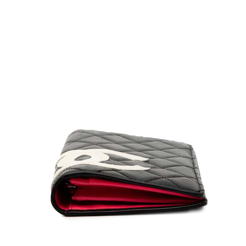 Chanel Quilted Lambskin Cambon Ligne Bifold Wallet Black Leather Good condition - Inside View