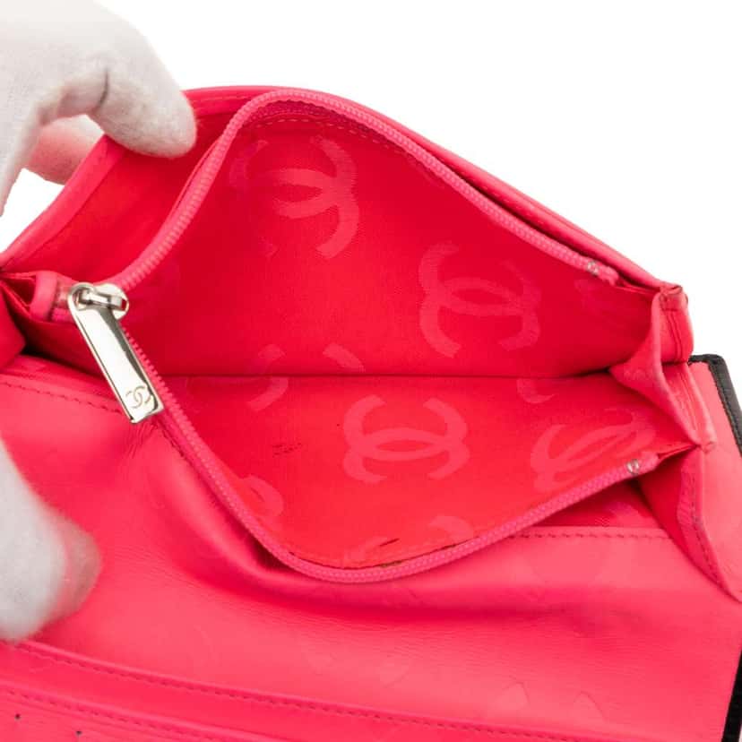 Chanel Quilted Lambskin Cambon Ligne Bifold Wallet Black Leather Good condition - Box View