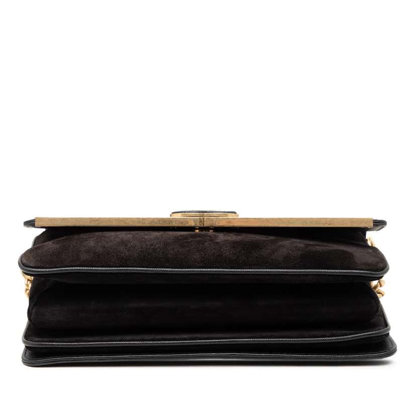 Chanel CC Stitched Caviar and Suede Lady Coco Flap Black Leather Good condition - Inside View