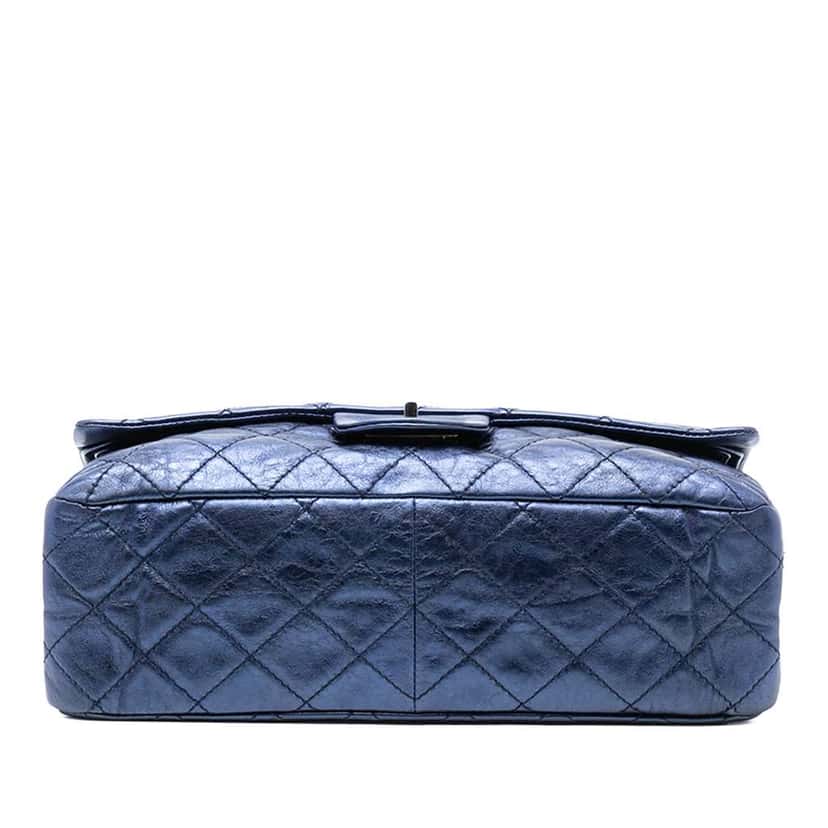 Chanel Metallic Quilted Aged Calfskin Reissue 2.55 Double Flap 227 Blue Leather Good condition - Inside View