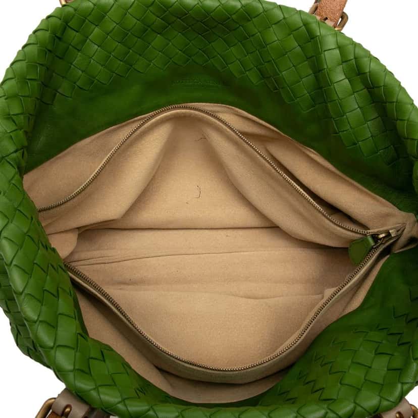 Bottega Veneta Nappa Intrecciato Marquise Flower Tote Green Leather Very good condition - Model View