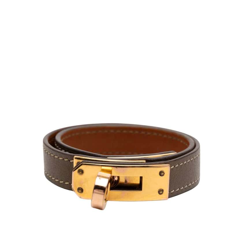 Hermès Leather Kelly Double Tour Bracelet Brown Leather Good condition - Front View