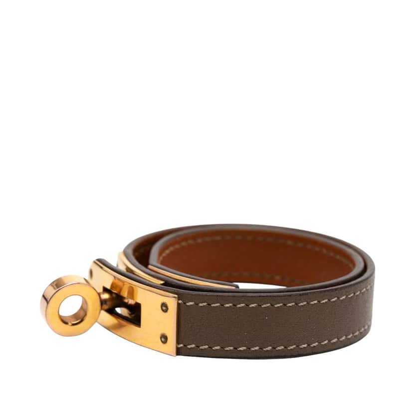 Hermès Leather Kelly Double Tour Bracelet Brown Leather Good condition - Back View