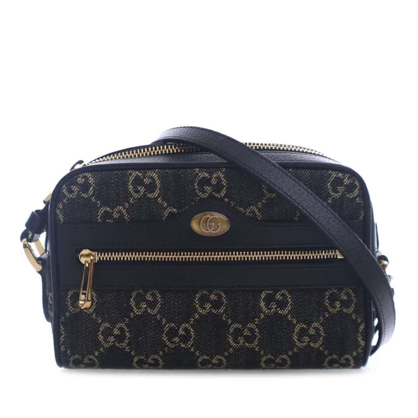 Gucci Mini GG Denim Ophidia Crossbody Black Denim Good condition - Front View