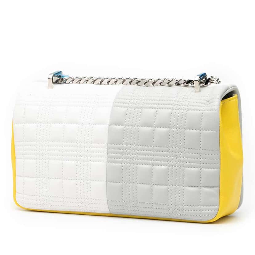Burberry Small Tricolor Quilted Lambskin Lola Crossbody White Leather Good condition - Back View