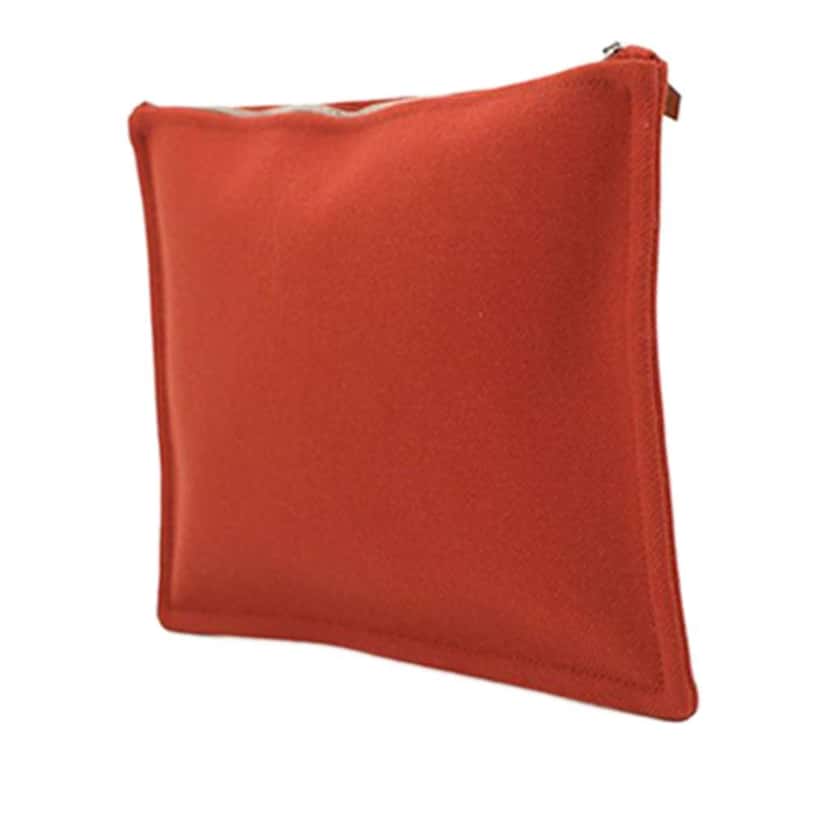 Hermès Wool H Natte Flat Pouch GM Orange Wool Good condition - Back View