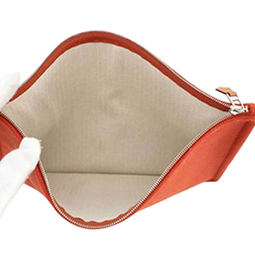 Hermès Wool H Natte Flat Pouch GM Orange Wool Good condition - Model View