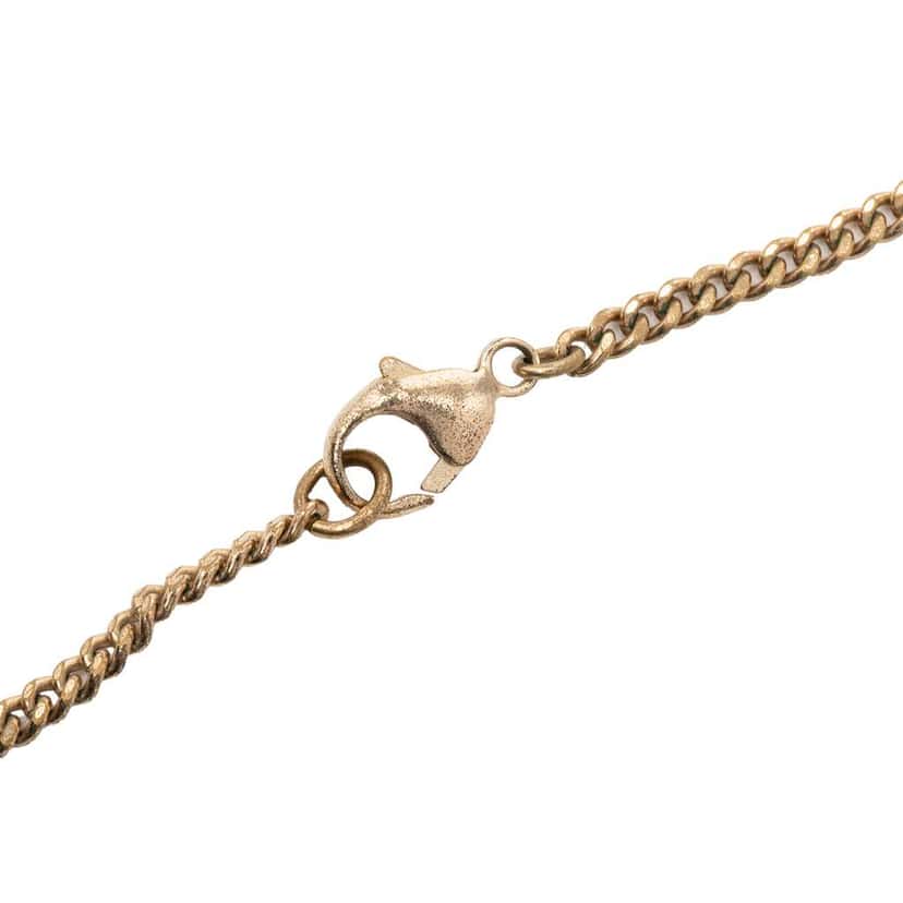 Chanel CC Gold Plated Enamel Velvet Bow Pendant Necklace Gold Metal Good condition - Model View