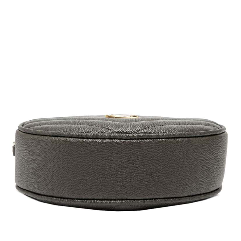 Saint Laurent Grain De Poudre Chevron Round Vinyle Camera Bag Grey Leather Good condition - Inside View