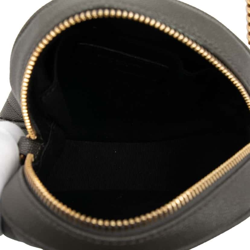 Saint Laurent Grain De Poudre Chevron Round Vinyle Camera Bag Grey Leather Good condition - Model View
