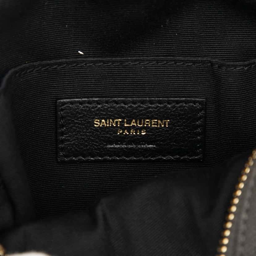 Saint Laurent Grain De Poudre Chevron Round Vinyle Camera Bag Grey Leather Good condition - Box View