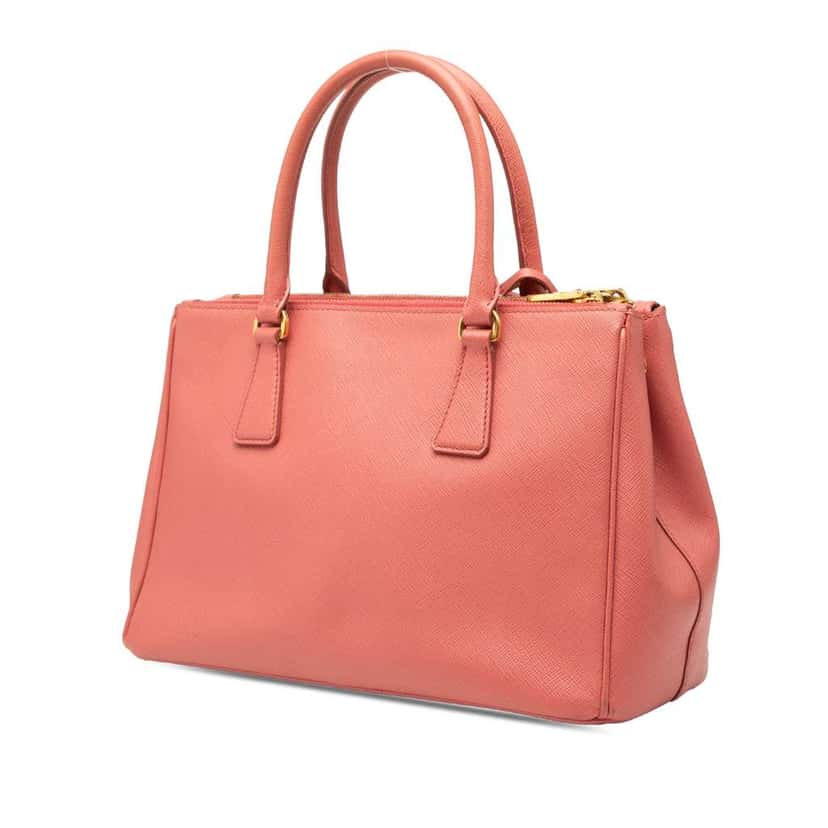 Prada Small Saffiano Lux Galleria Double Zip Satchel Pink Leather Good condition - Back View