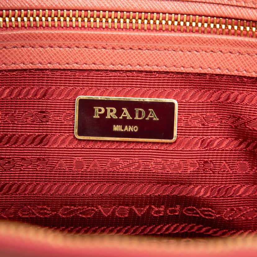 Prada Small Saffiano Lux Galleria Double Zip Satchel Pink Leather Good condition - Box View