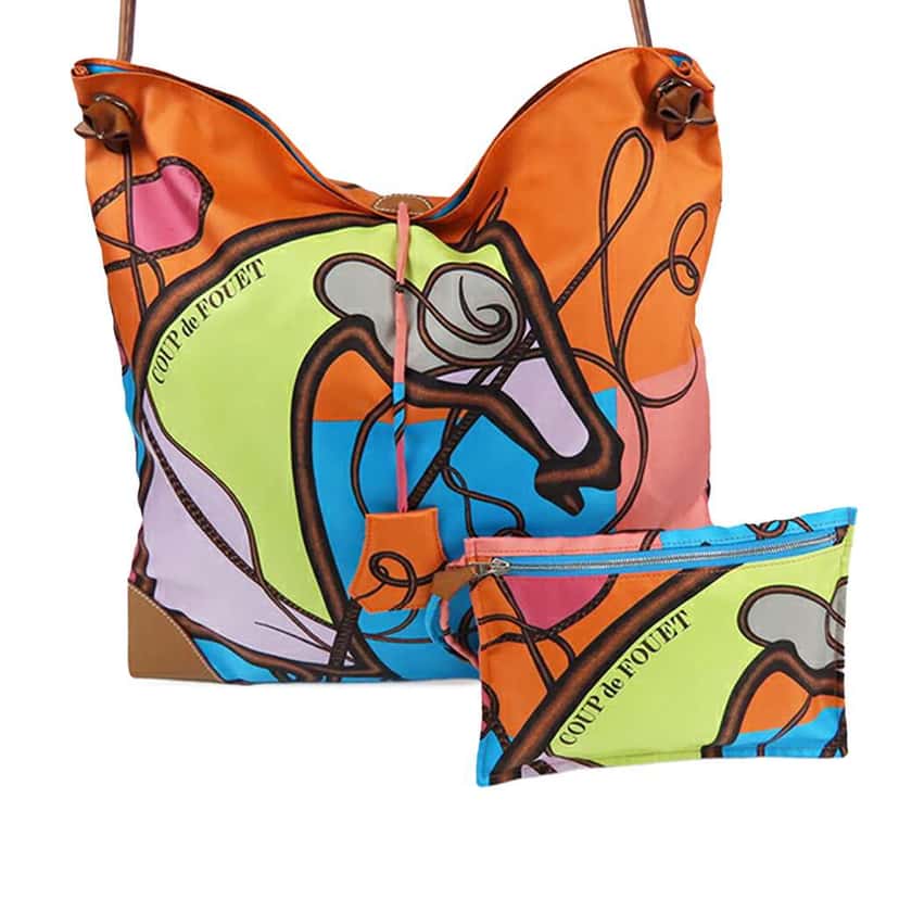 Hermès Silk and Barenia Coup de Fouet Silky City 38 Orange Silk Good condition - Front View