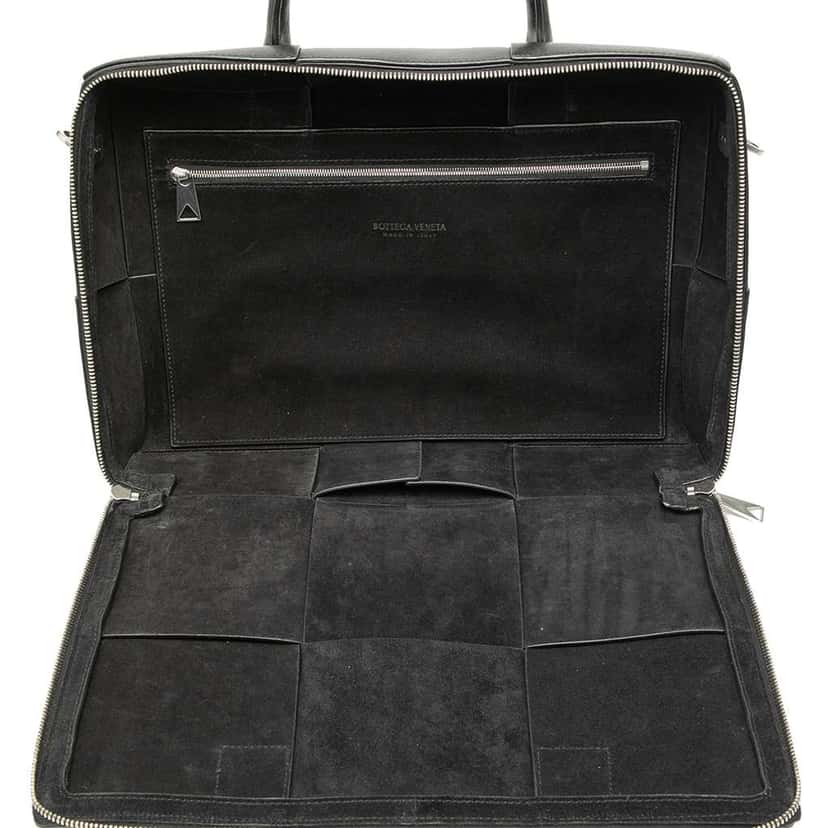 Bottega Veneta Calfskin Maxi Intrecciato Arco Briefcase Black Leather Good condition - Model View