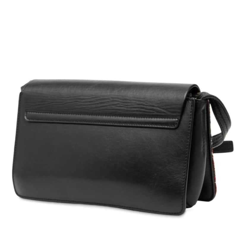 Chloé Small Calfskin and Tapestry Faye Crossbody Black Leather Good condition - Back View