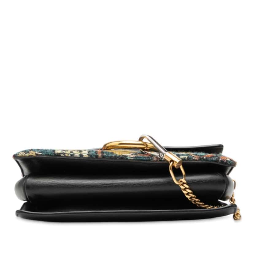 Chloé Small Calfskin and Tapestry Faye Crossbody Black Leather Good condition - Inside View