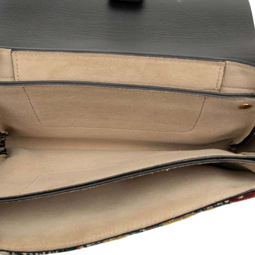 Chloé Small Calfskin and Tapestry Faye Crossbody Black Leather Good condition - Model View