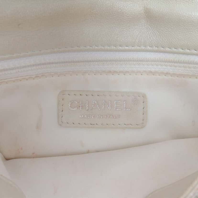 Chanel Mini Rectangular Classic Canvas Sequin Single Flap White Canvas Good condition - Box View