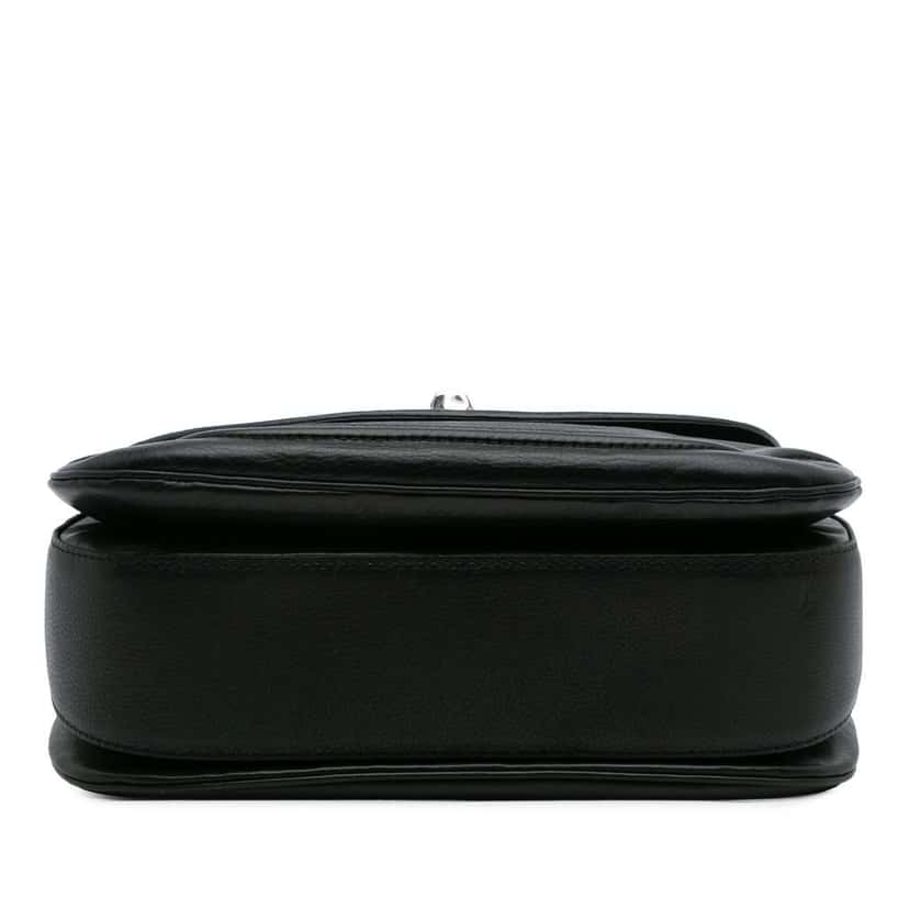 Gucci Large Pebbled Calfskin New Bamboo Top Handle Bag Black Leather Good condition - Inside View