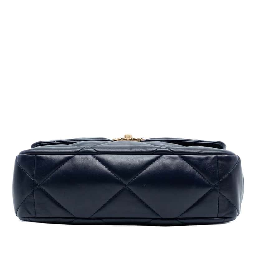 Chanel Large Lambskin 19 Flap Blue Leather Good condition - Inside View