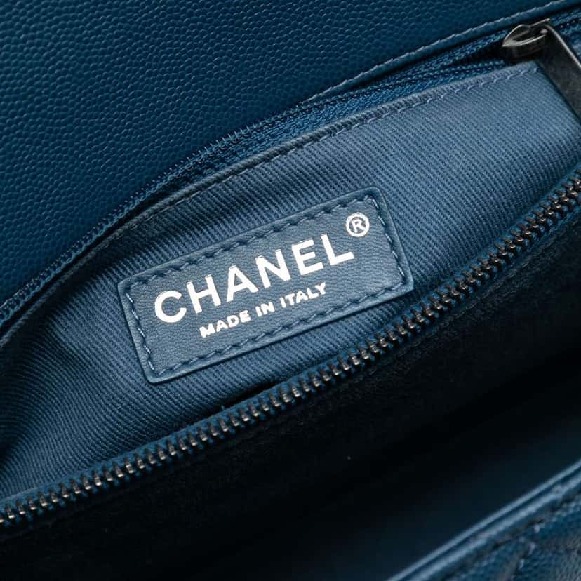 Chanel Medium Quilted Caviar Coco Top Handle Bag Blue Leather Good condition - Box View