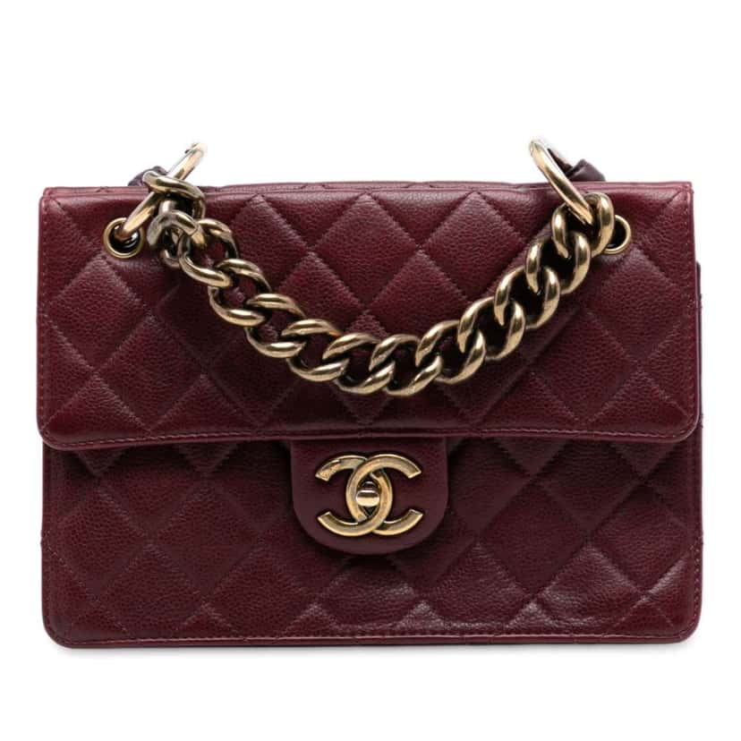 Chanel Paris Edinburgh Quilted Caviar Retro Class Flap Red Leather Good condition - Front View