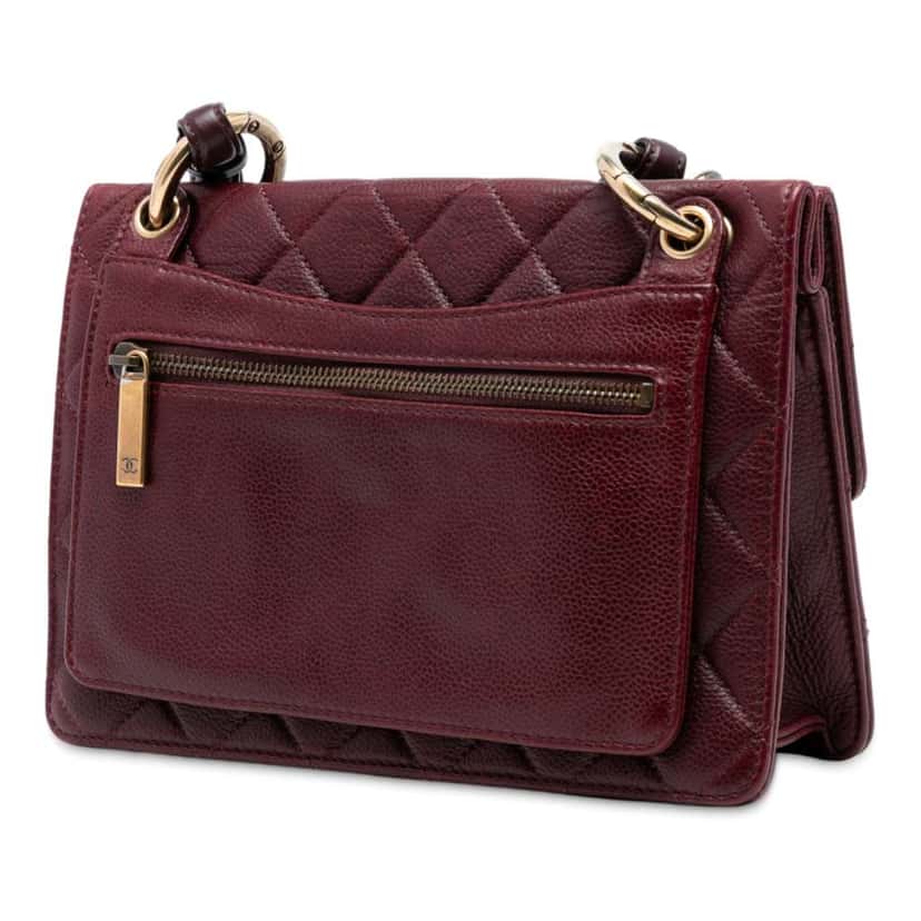 Chanel Paris Edinburgh Quilted Caviar Retro Class Flap Red Leather Good condition - Back View