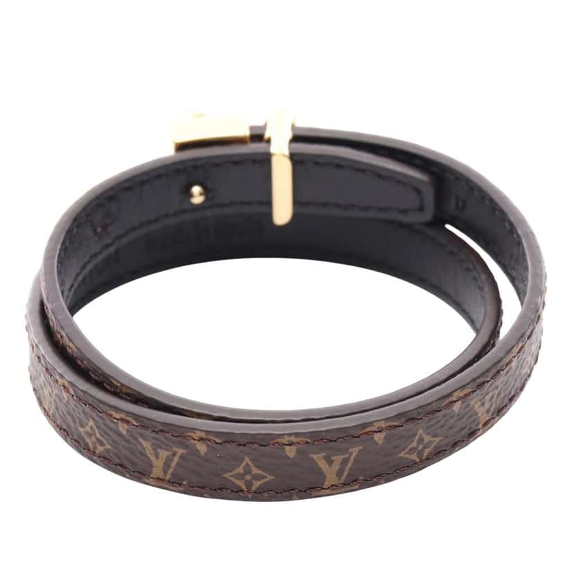 Louis Vuitton Monogram S Lock Double Tour Bracelet 17 Brown Very good condition - Back View