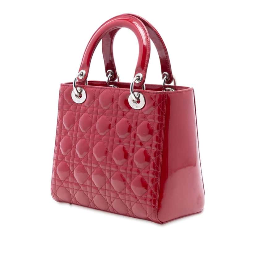 Dior Medium Patent Cannage Lady Dior Red Leather Good condition - Back View