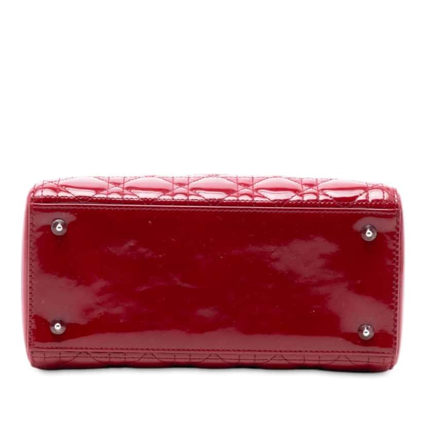 Dior Medium Patent Cannage Lady Dior Red Leather Good condition - Inside View