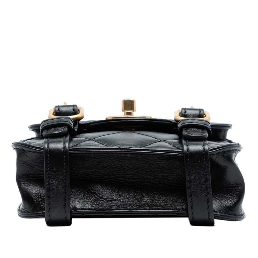 Chanel Mini Aged Calfskin City School Flap Black Leather Good condition - Inside View