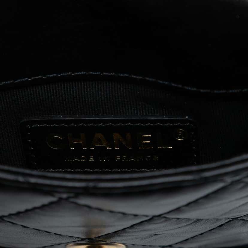 Chanel Mini Aged Calfskin City School Flap Black Leather Good condition - Box View