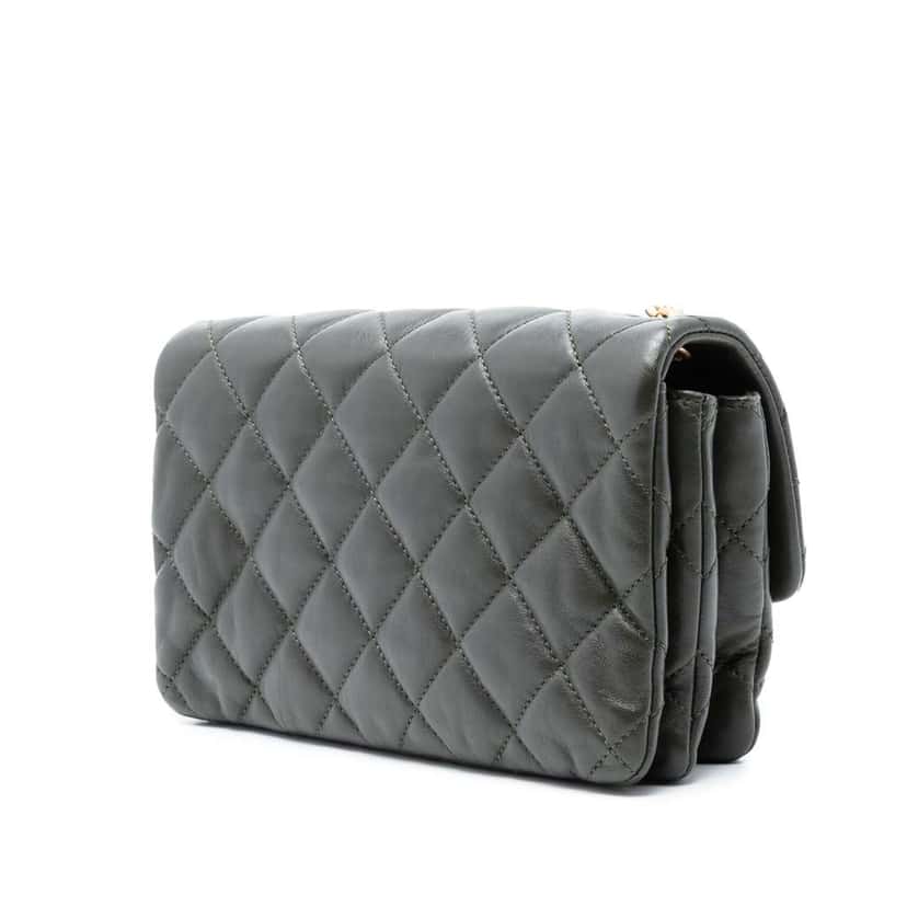 Chanel Small Quilted Lambskin Pillow Crush Flap Green Leather Good condition - Back View