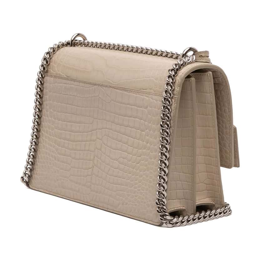 Saint Laurent Medium Croc Embossed Monogram Sunset Bag Brown Leather Good condition - Back View
