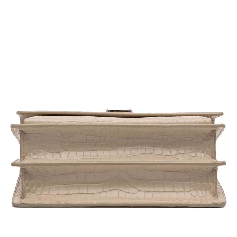 Saint Laurent Medium Croc Embossed Monogram Sunset Bag Brown Leather Good condition - Inside View