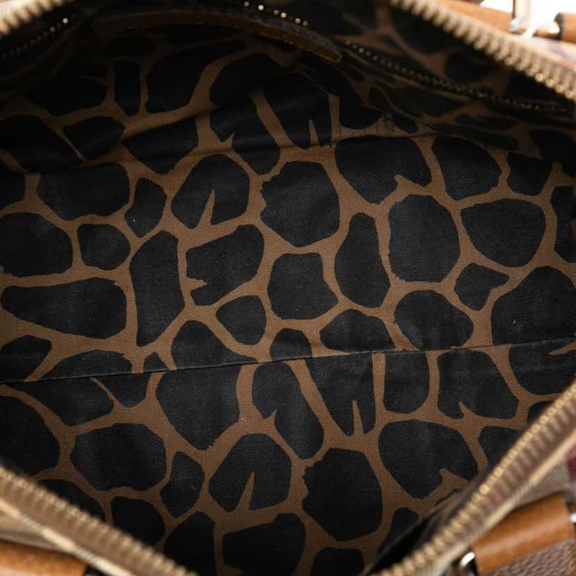 Burberry Small Haymarket Check Coated Canvas Animal Print Blaze Satchel Brown Canvas Good condition - Model View