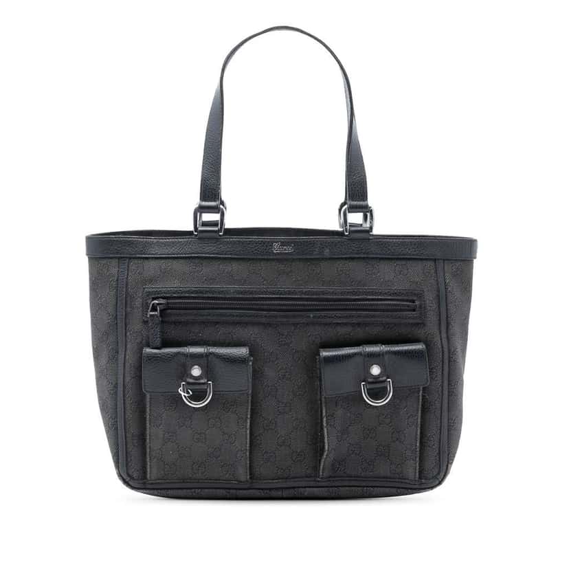 Gucci GG Denim Abbey D Ring Pocket Tote Grey Denim Good condition - Front View